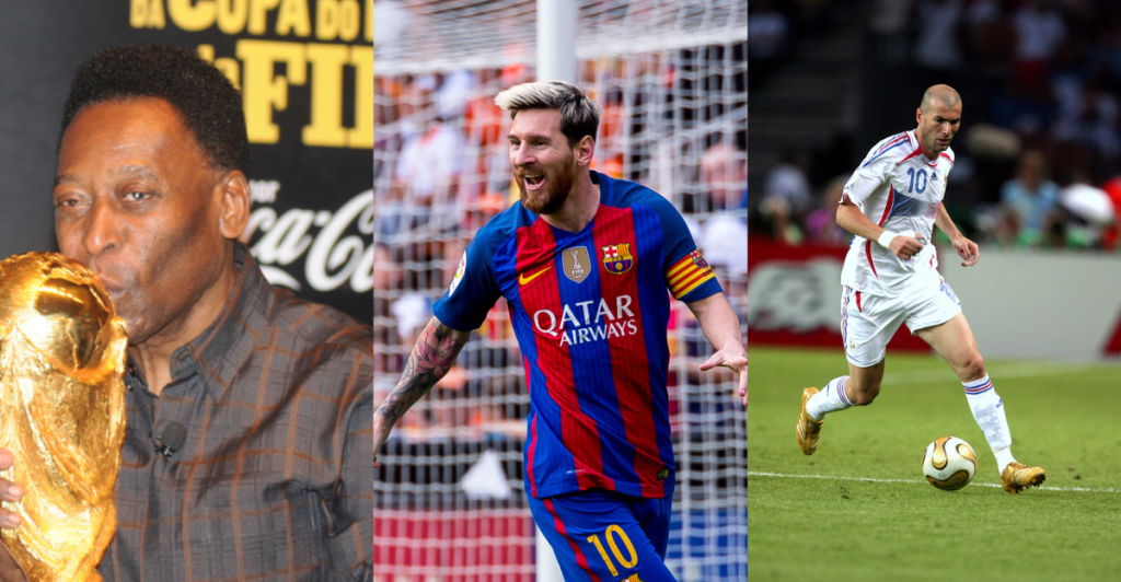 Pele, Lionel Messi, Zinedine Zidane