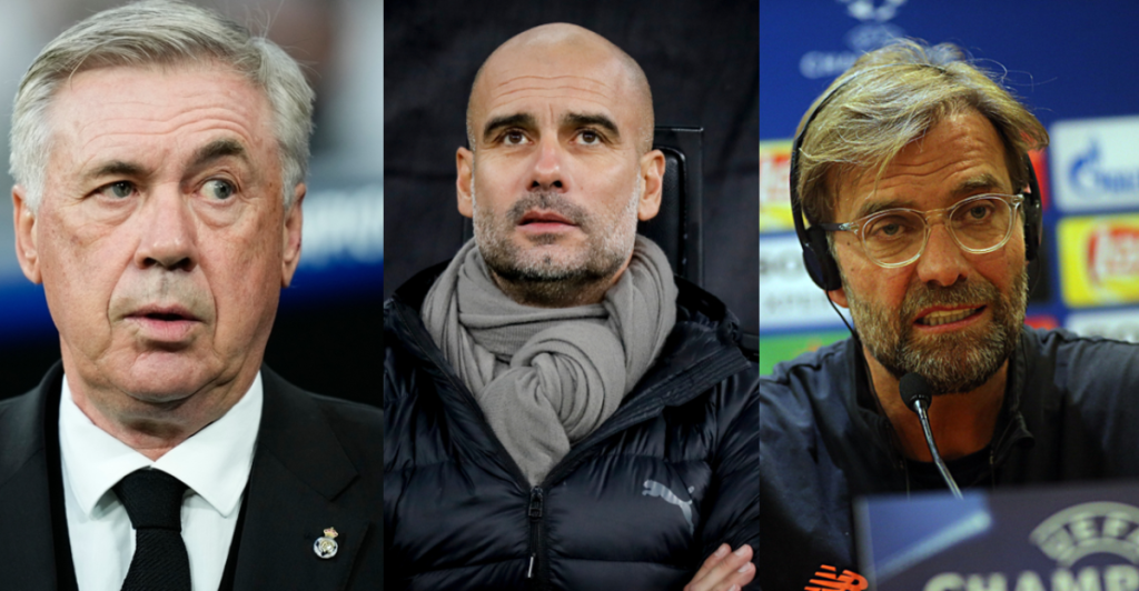 Carlo Ancelotti, Pep Guardiola and Jurgen Klopp