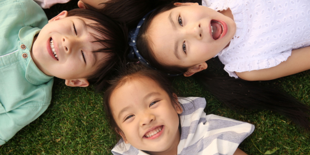 Three children, happy, asian, china