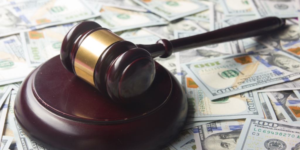 Lawsuit, gavel, dollars, legal