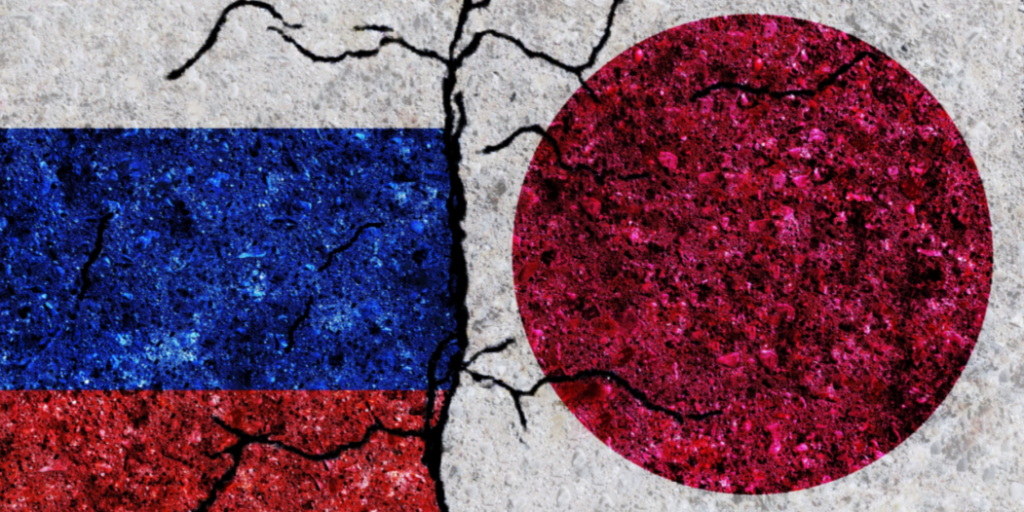 Russia, Japan, flags