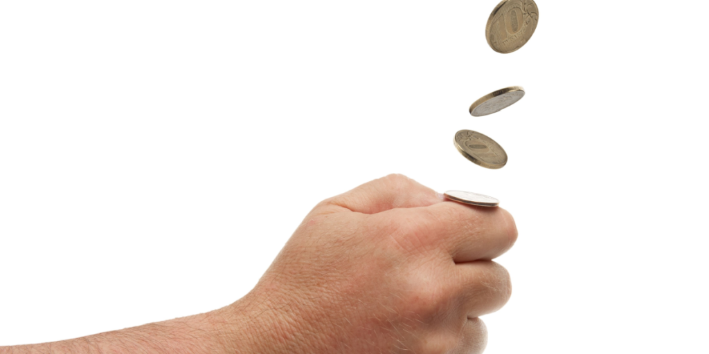 Coin toss, flipping coin, plat eller krone