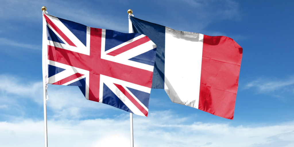 United Kingdom, UK, France, flags