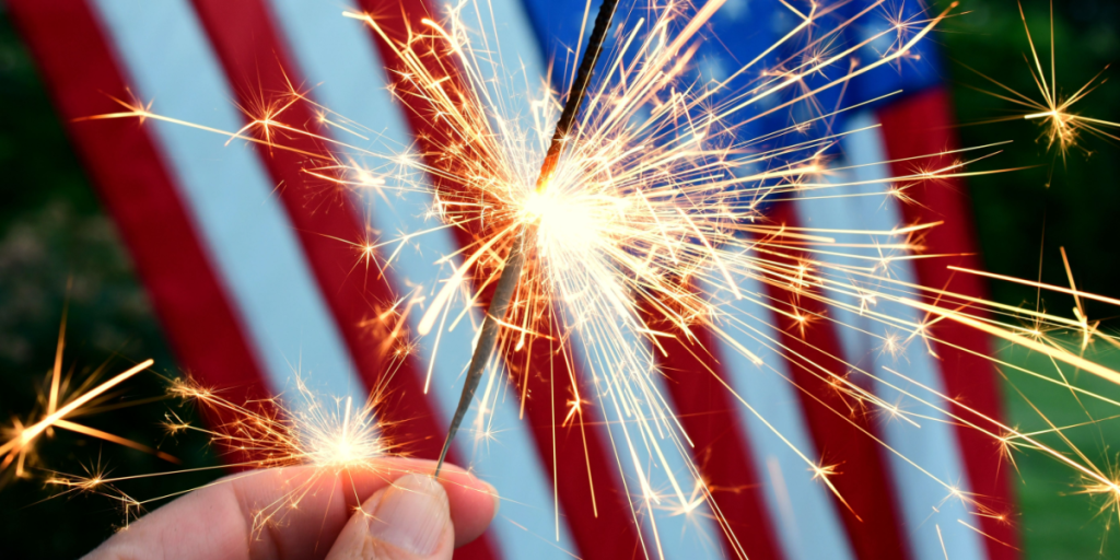 USA, flag, Stars and Stripes, sparkler