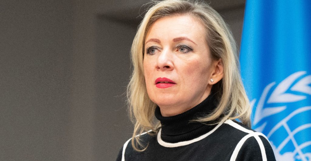 Maria Zacharova talesperson på ryska UD