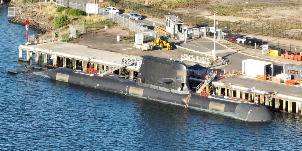 HMAS Dechaineux is a Collins-class submarine visiting Port Melbourne