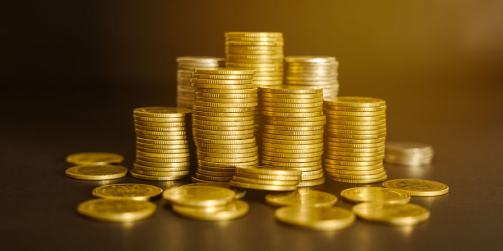 Gold coins, money