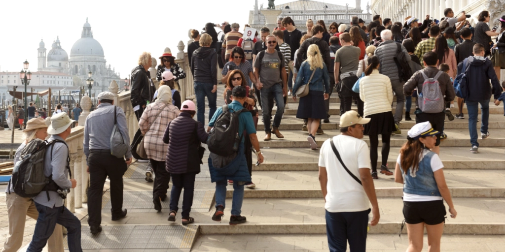 Venedig, Venice, tourists, stairs, Italy
