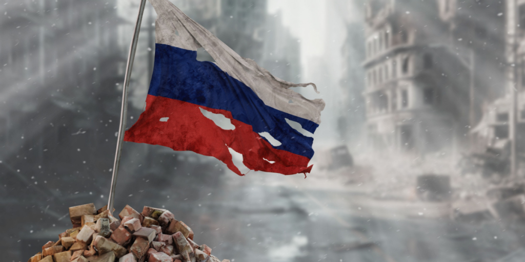 Russia, flag, torn