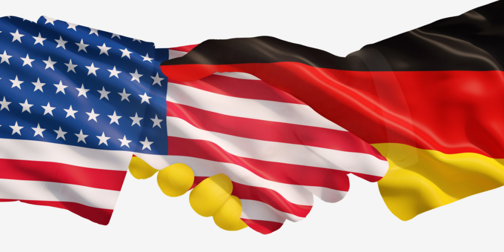 Germany, USA, flags, handshake, shake hands