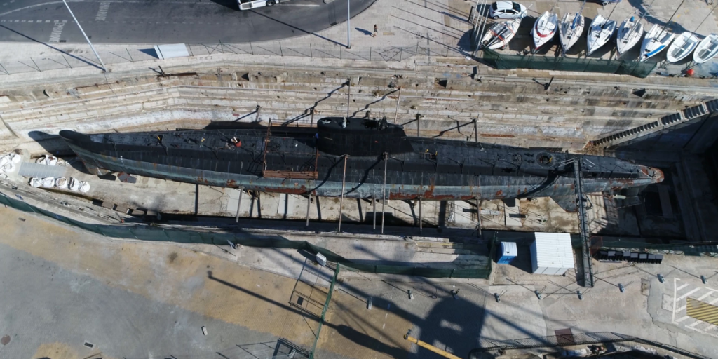 Submarine in dry dock