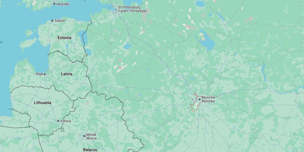 Moscow, St. Petersburg, map