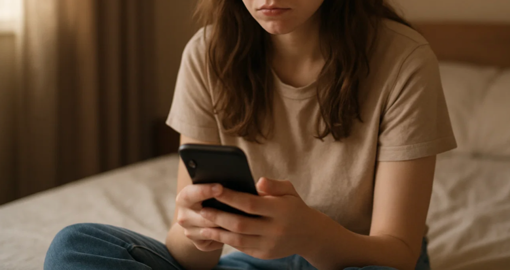 ung kvinde, mobil seng, young woman, mobile, bed