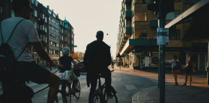 Cykel, bike, trafik, lyskryds