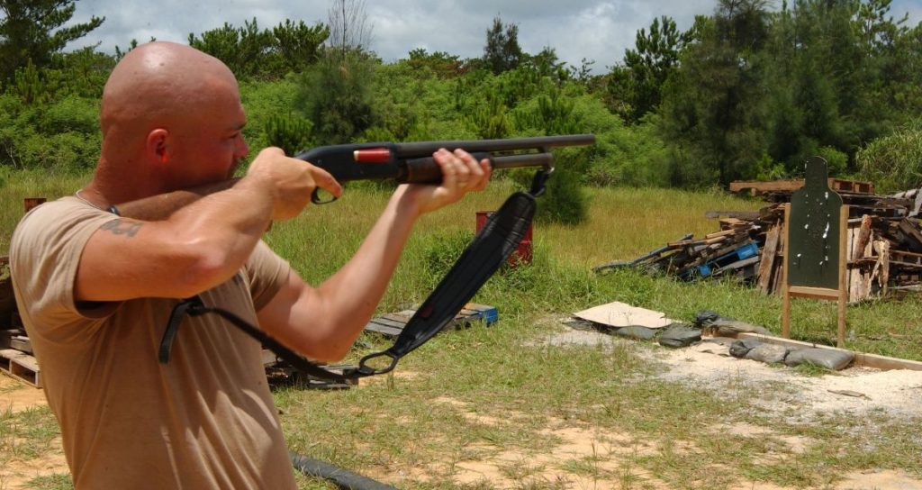 soldier shotgun shooting