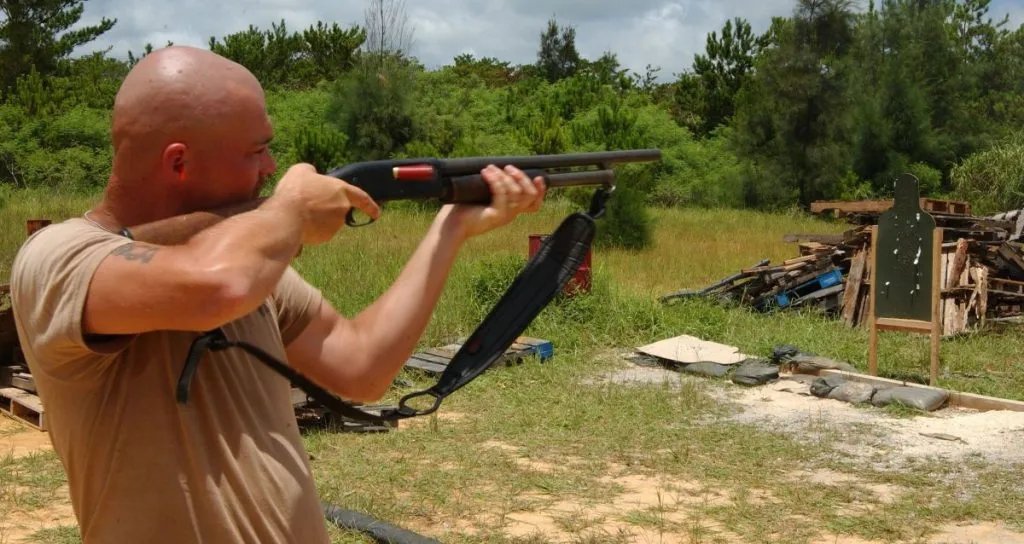 soldier shotgun shooting
