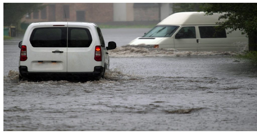 car flooding rain