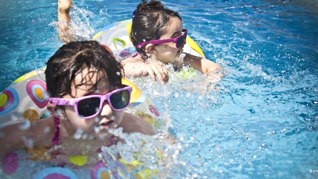 girls swimming swim children pool relax Vacation