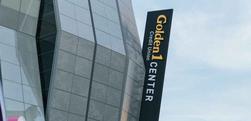 Golden 1 Center arena sign - Sakcramento Kings