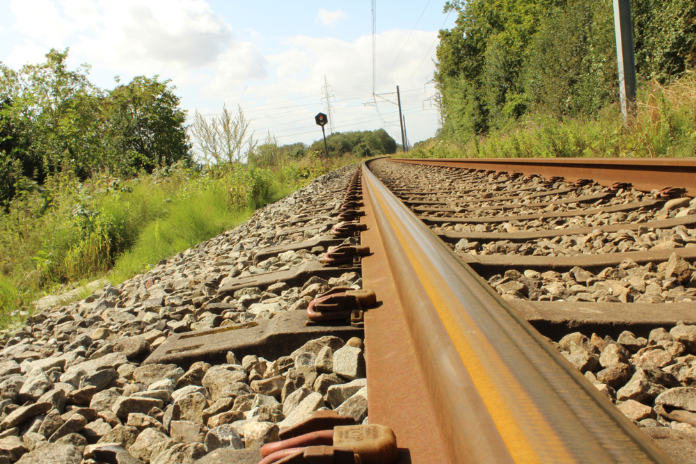 Train,Rail/train,Track,Surrounded,By,Beautiful,Danish,Nature,And,Landshape. zug