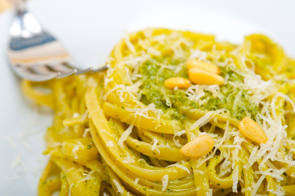 Italian,Traditional,Basil,Pesto,Pasta,Ingredients,Parmesan,Cheese,Pine,Nuts