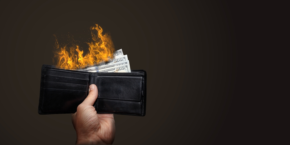 Burning,Dollar,wallet,brændene,pung