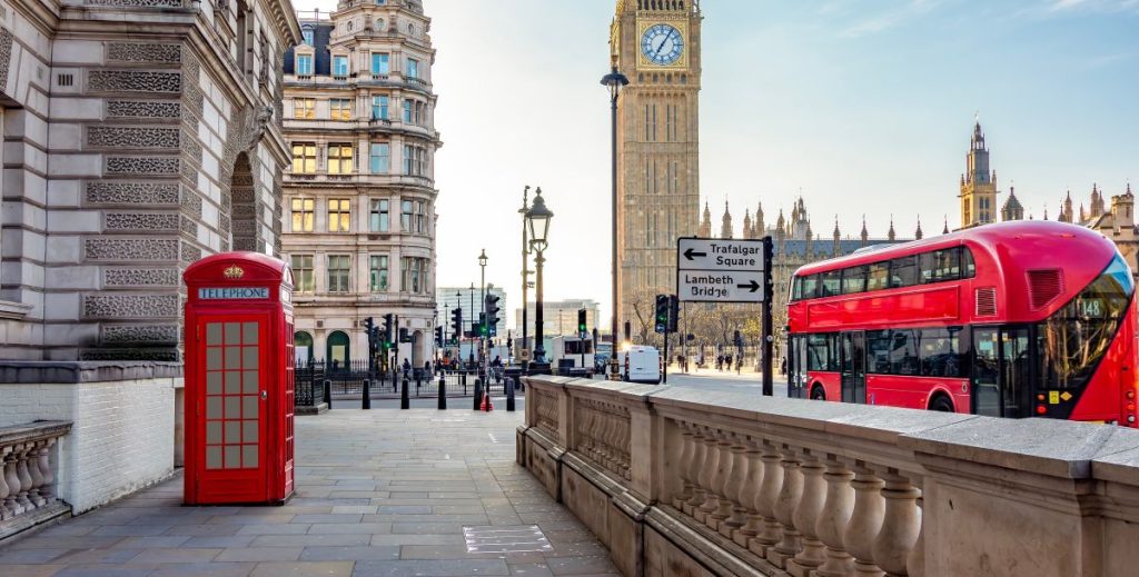 London bus big ben phone booth