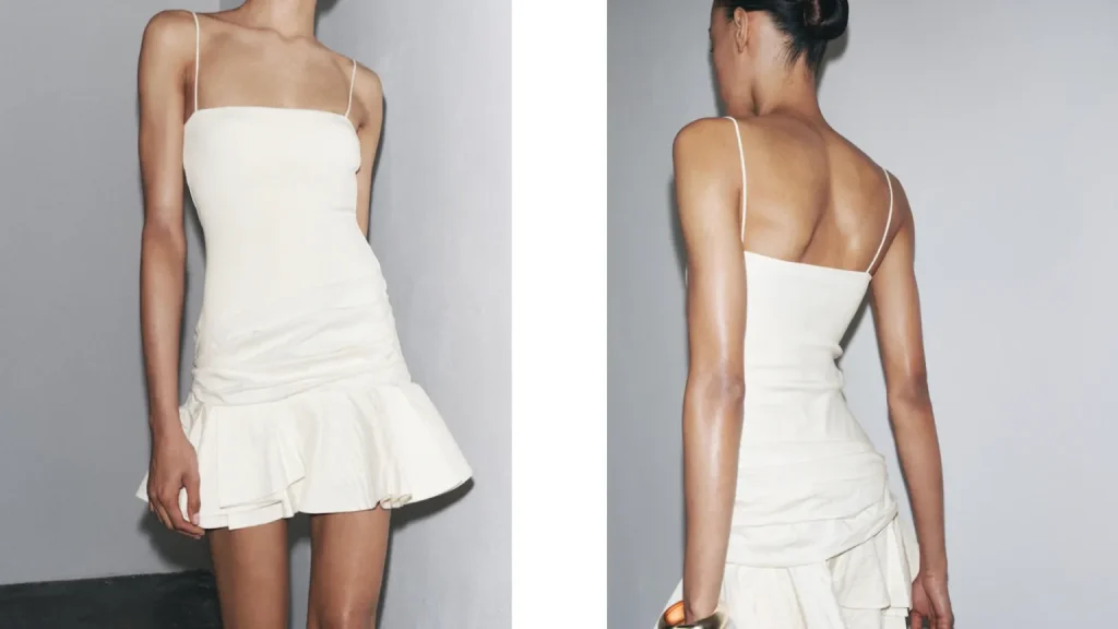 Tynn modell, thin model, Zara, hvit kjole, kvinne, woman, white dress