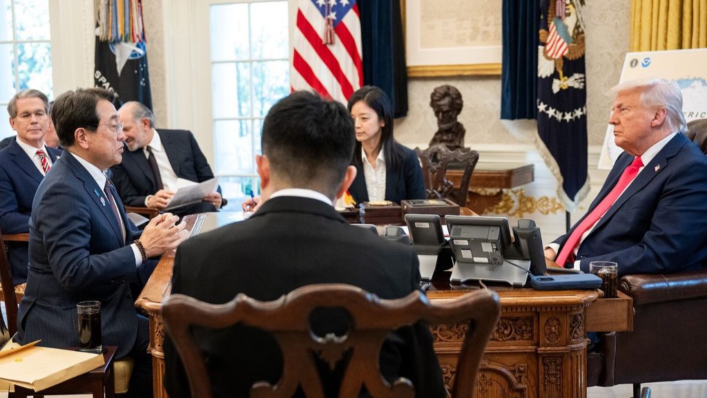 Ryosei Akazawa and Donald Trump