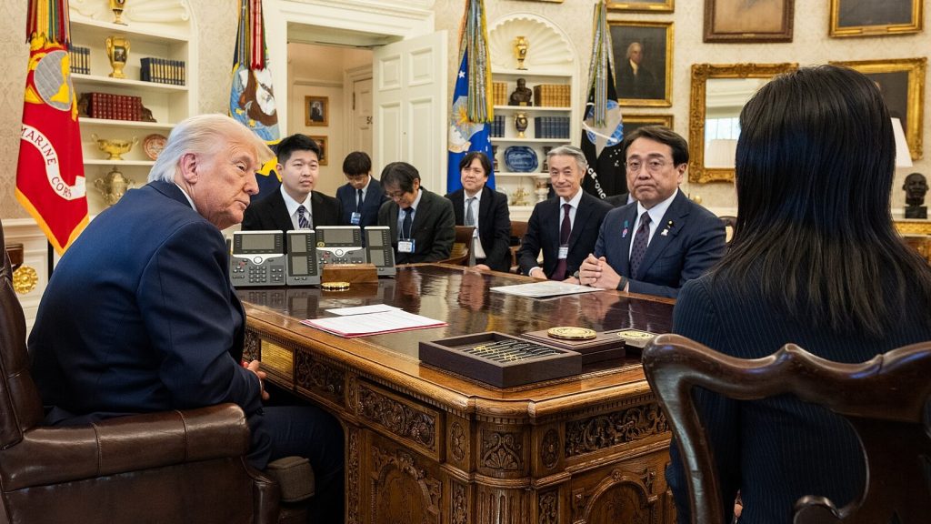 Ryosei Akazawa and Donald Trump