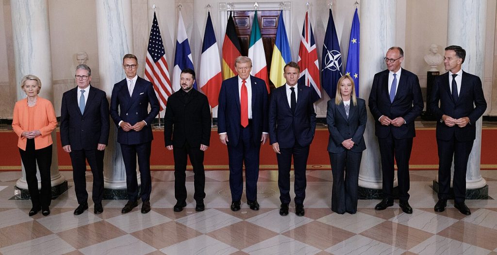 Donald Trump topmöte Vita Huset med ledare från Europa 2025
