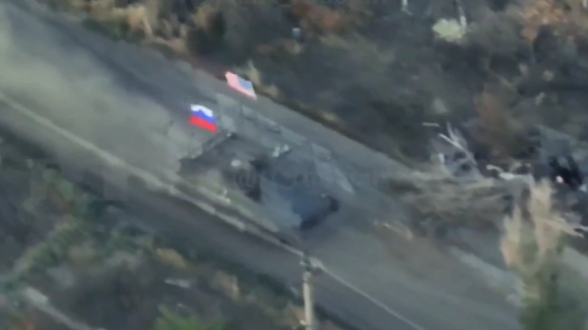 Russian tanks american flag