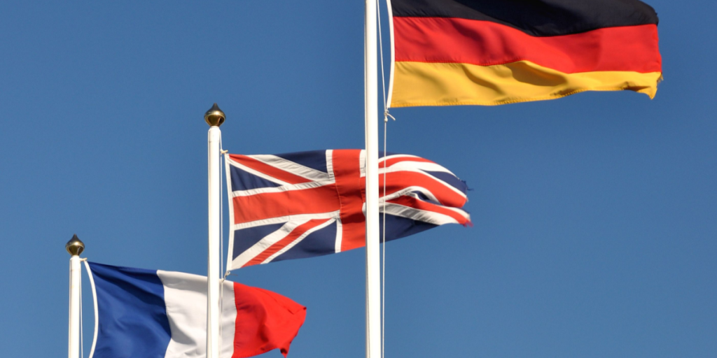 France, Germany, UK, GB, Great Britain, United Kingdom, flags