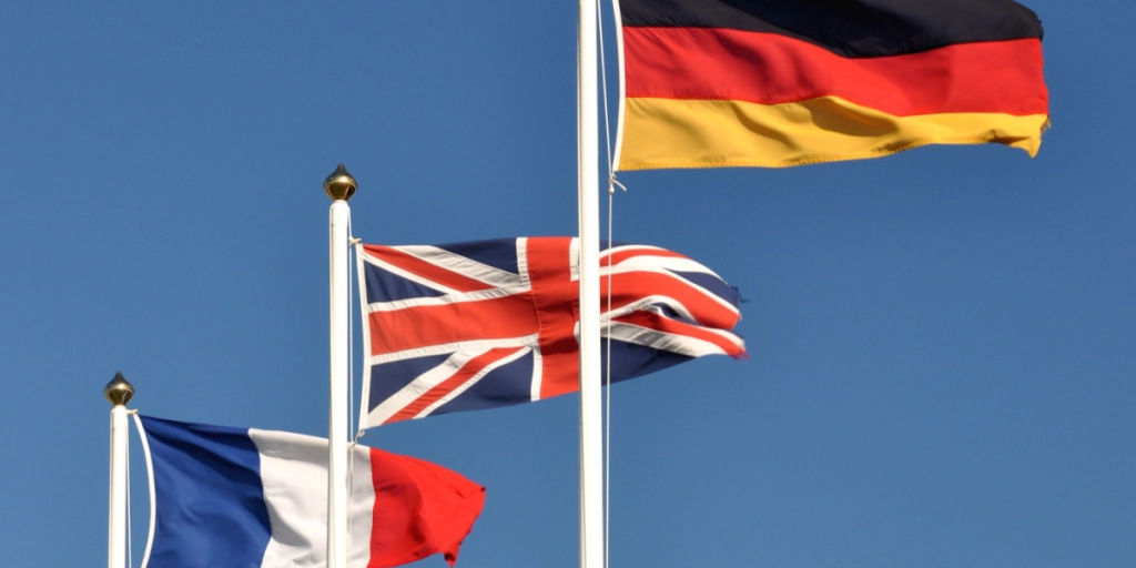 France, Germany, UK, GB, Great Britain, United Kingdom, flags