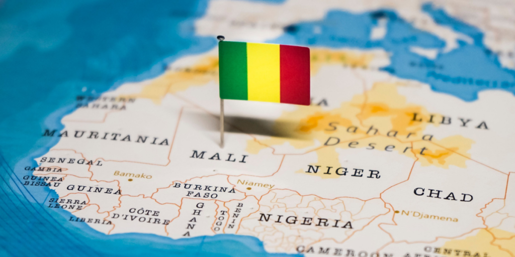 Mali, map, pin, flag