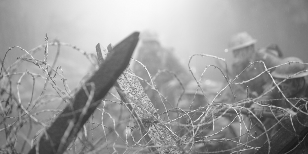 Barbed wire, spikes, WW1
