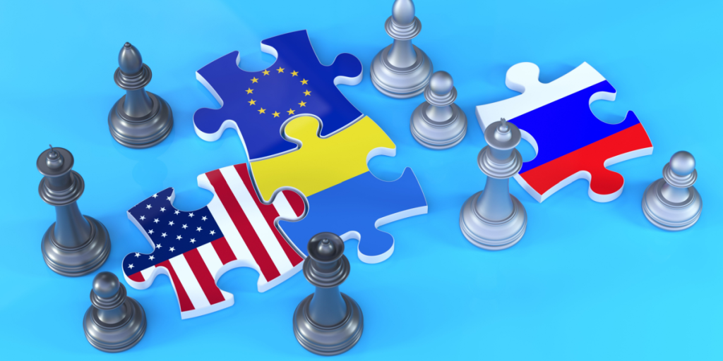 Russia and Ukraine War puzzle concept