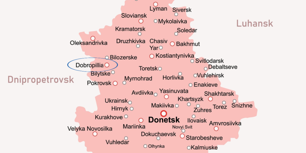 Donetsk, battle map, 26. August 2025