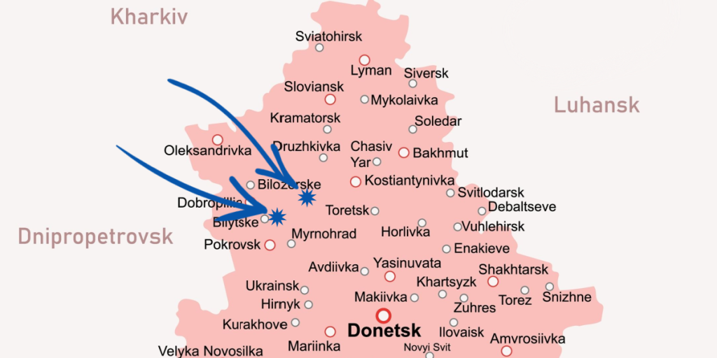 Donetsk, battle map, 26. August 2025