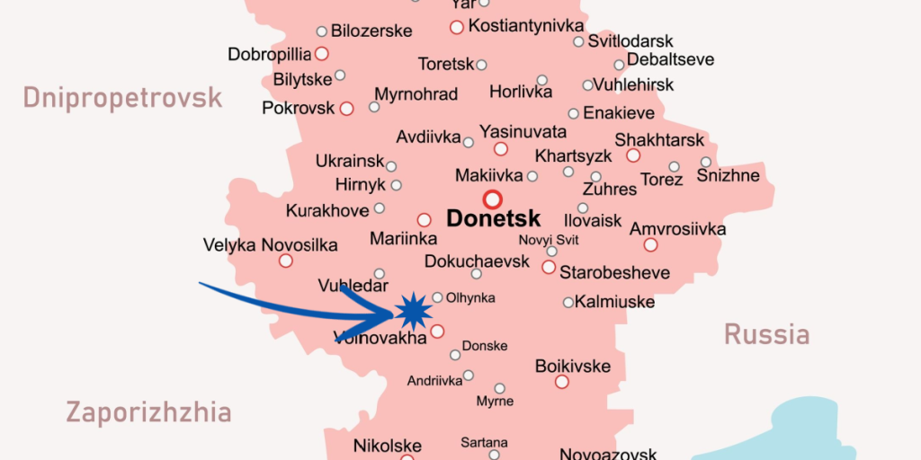 Donetsk, battle map, 26. August 2025