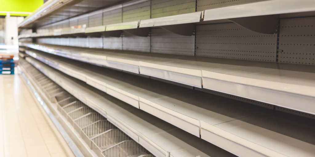 Empty shelves, food shortage, panic buying