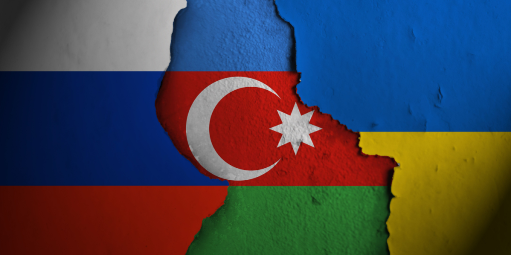 Russia, Azerbaijan, Ukraine, flags