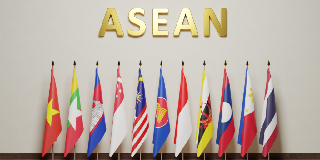 The Association of Southeast Asian Nations, ASEAN, flags