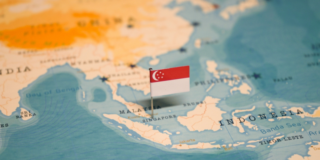 Singapore, Malaysia, map, flag
