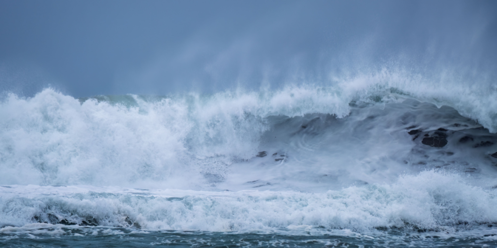 Stormy weather, waves, coast, beach, hurricane