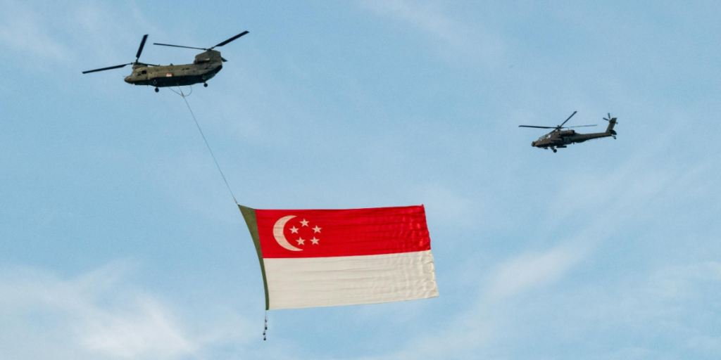 Singapore, military, flag, helicopter