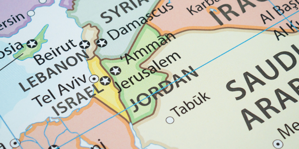 Map, Jordan, Israel