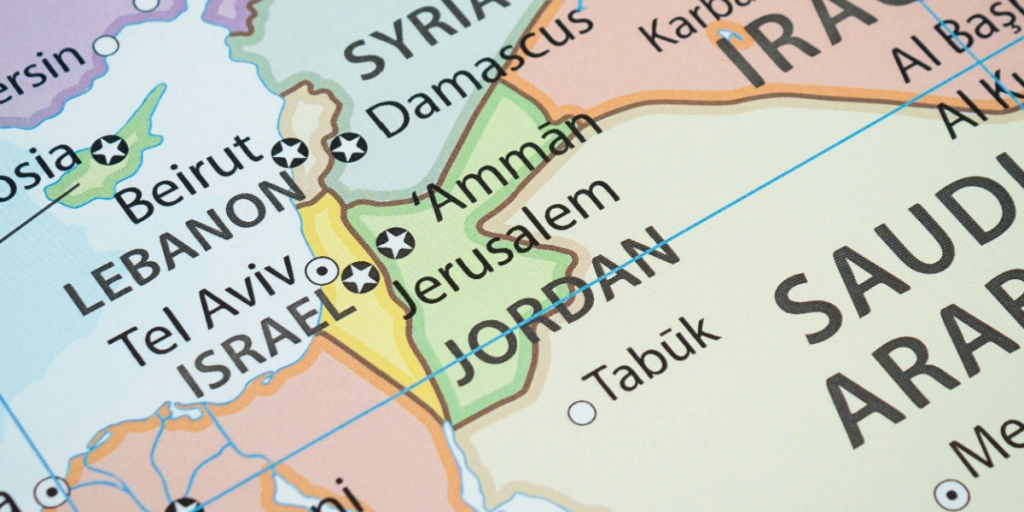 Map, Jordan, Israel