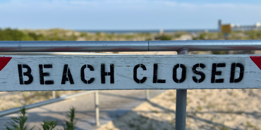 Beach closed, sign, warning, hurricane