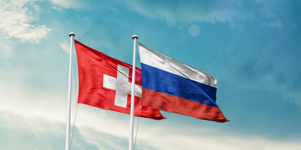 Switzerland, Russia, flags